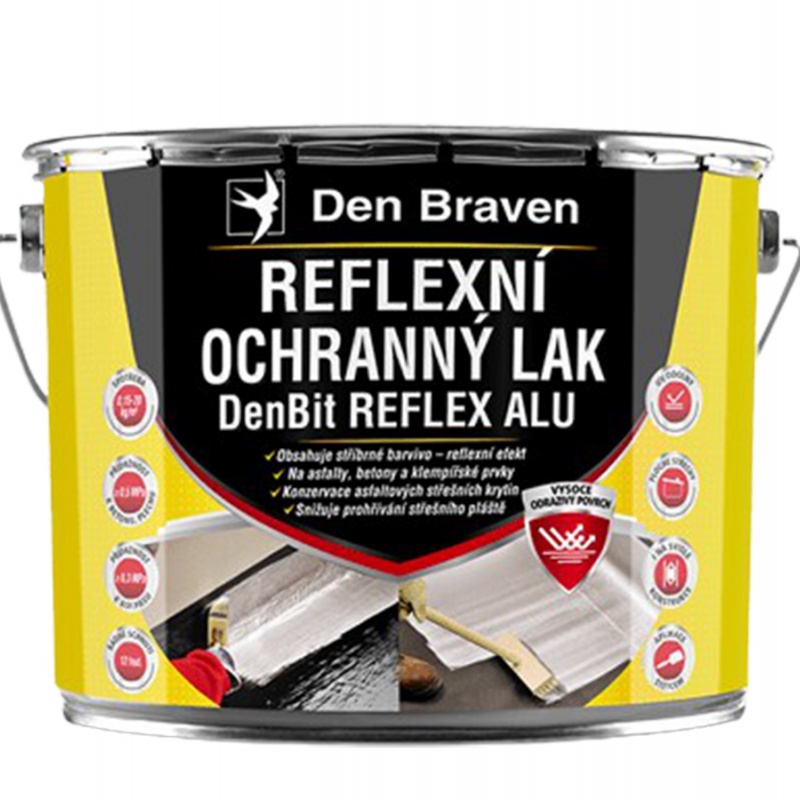 Den Braven Reflexní ochranný lak DenBit Reflex Alu Reflexní ochranný lak DenBit REFLEX ALU, plechovka 4,5 kg, stříbrný