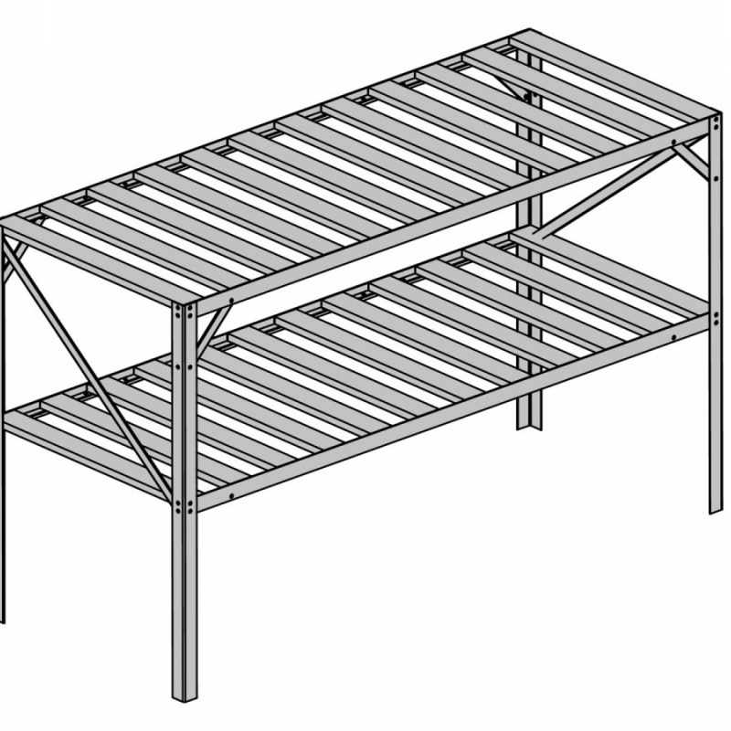 Scobax AL regál 130x50 cm dvoupolicový stříbrný GSB1