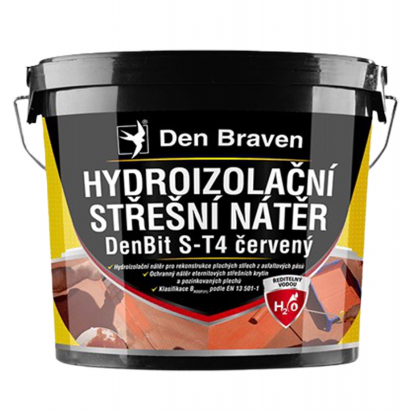 Den Braven Hydroizolační nátěr DenBit S-T4 Střešní hydroizolační nátěr DenBit S-T4, kbelík 12 kg, červený