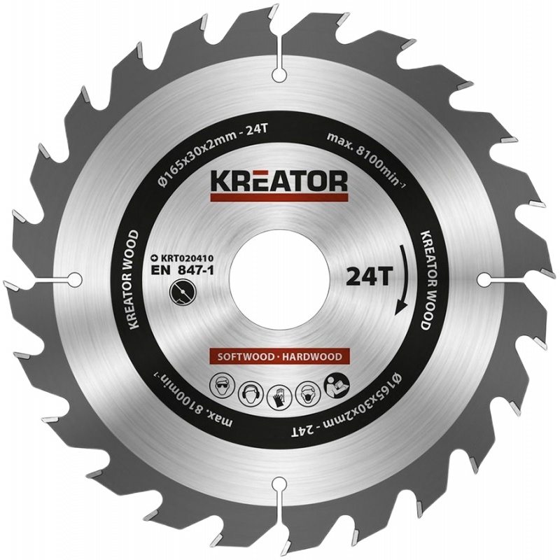 Kreator Příslušenství Kreator pilový kotouč na dřevo 165mm Pilový kotouč na dřevo 165mm