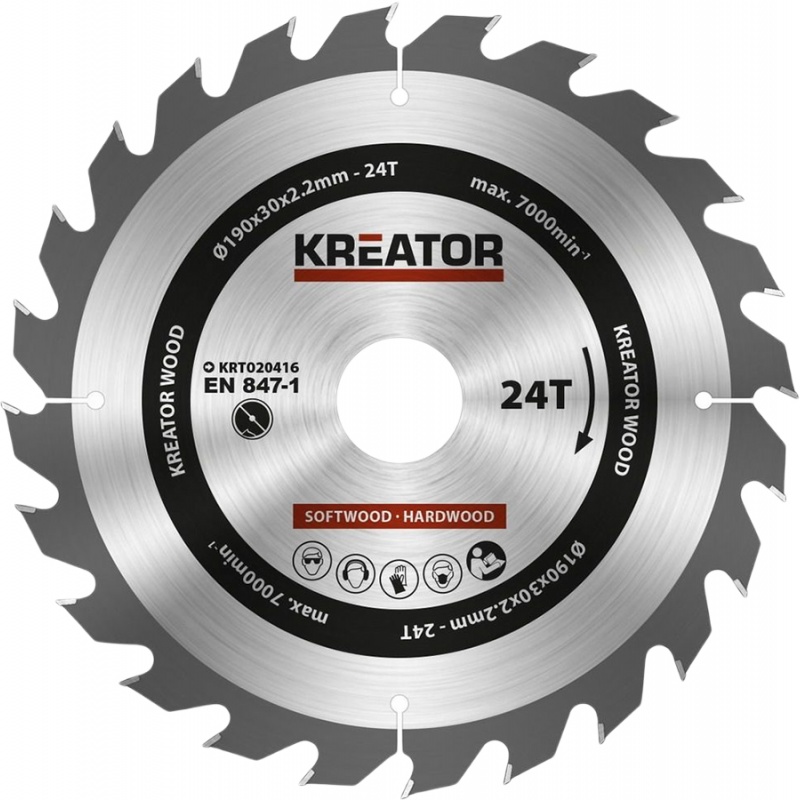 Kreator Příslušenství Kreator pilový kotouč na dřevo 190 mm Pilový kotouč na dřevo Kreator 190mm